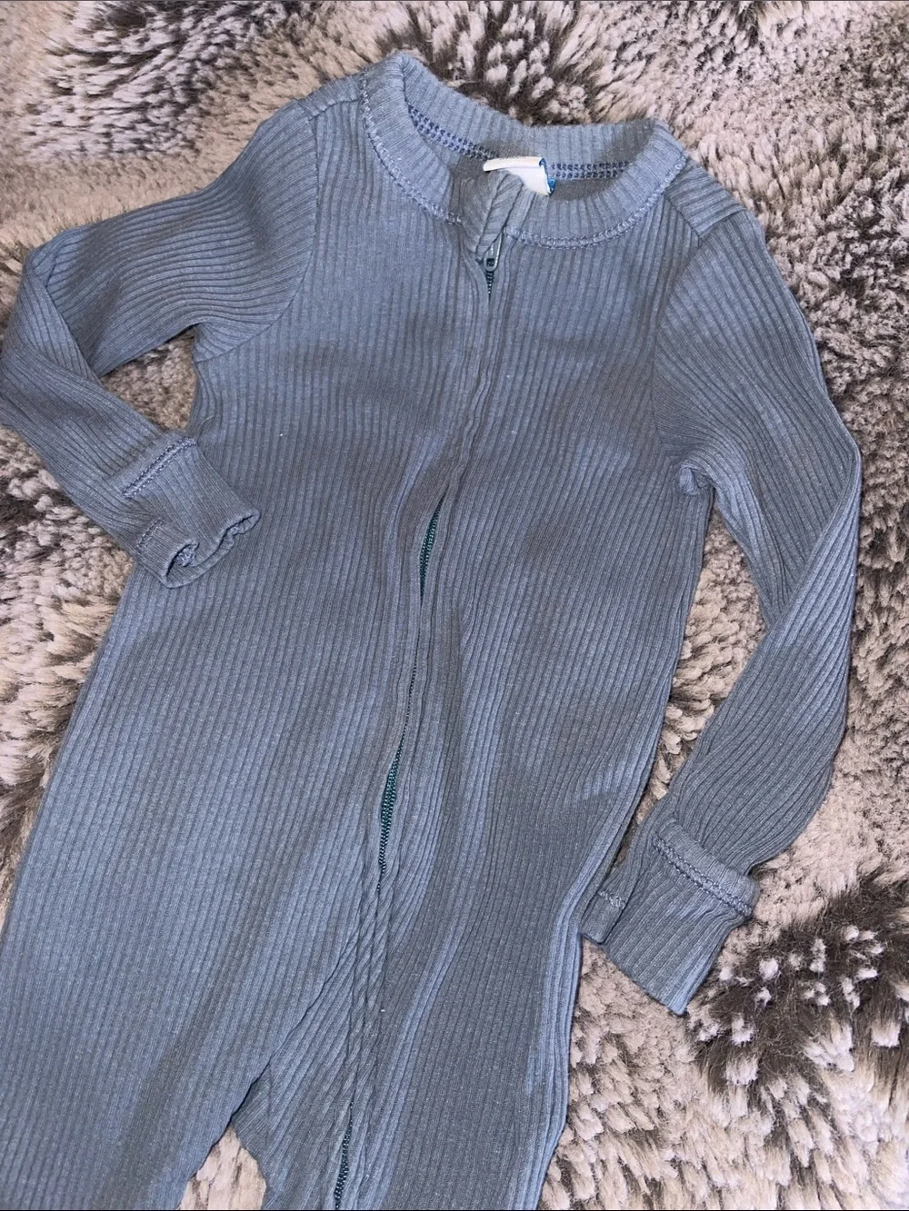 🌈 Old Navy Baby Boy Girl Sleeper Sz 0/3M Ribbed BLUE Pajamas